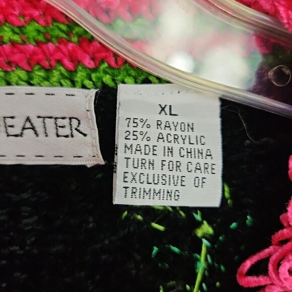 That Sweater women Med chenille Monkey Cardigan Sweater Wearable Art Neon Retro - Picture 4 of 12